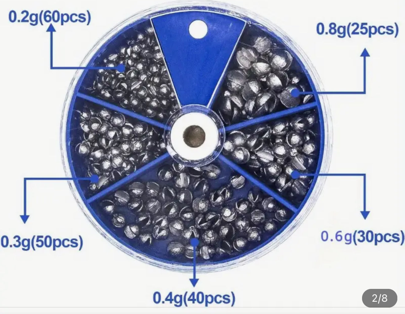 AS Performance Fishing Shot Weights – 205pcs Lead Split Shot Sinkers (5 Sizes)